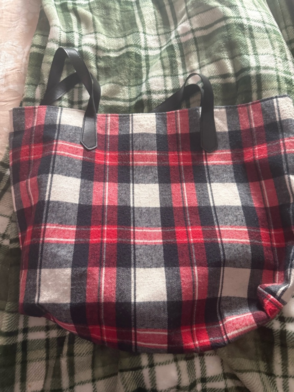 Yankee candle plaid tote bag